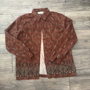 Brown Paisley Button-Up Shirt